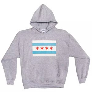 Fox 64-8502 XXL Pulloverhooded Grey Sweatshirt-chicago Flag 2xl