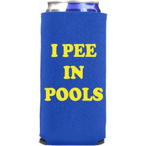 Capital PIP_Slim_Blue Funny Slim Coolie, I Pee In Pools Slim Can Coole