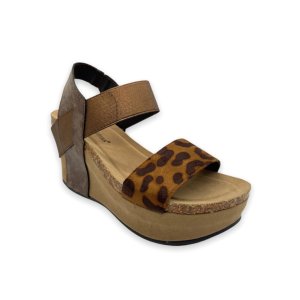 Perfect 780455579794 Hester Leopard Print Wedges With Ankle Strap - Si