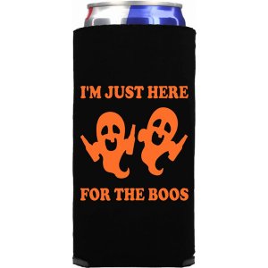 Capital Here_For_Boos_Slim_Black Funny Halloween Seltzer Coolie - I'm 