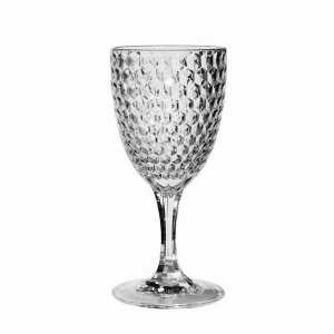 Leadingware AS-1033C Acrylic Diamond Cut Wine Glass - Clear 12 Oz. Set