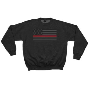 Fox 64-6483 S Usa Flagthin Red Line Crewneck Sweatshirt Black - Small