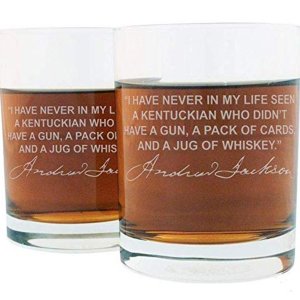 Famous FWGAJ Andrew Jackson Famous Quote Italian Crystal Whiskey Glass