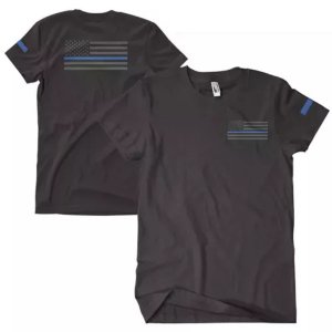 Fox 63-482 M Usa Flagthin Blue Line T-shirt Black 2-sided - Medium