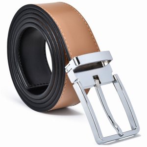 Mark 2BCS Men's Reversible Leather Ratchet Belt - Black  Cognac