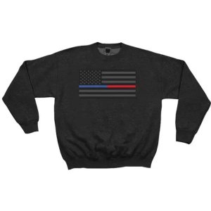 Fox 64-64835 XXL Usa Flagthin B-r Line Crewneck Sweatshirt Black - 2xl