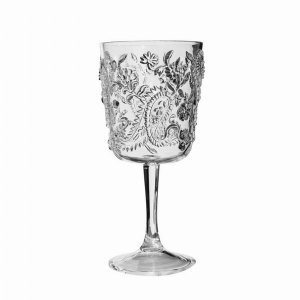 Leadingware AS-1013C Acrylic Paisley Wine Glass - Clear 13 Oz. Set Of 