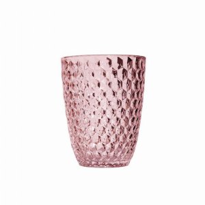 Leadingware AS-1031P Acrylic Diamond Cut  Dof - Pink 12 Oz. Set Of 4