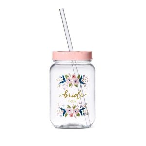 Samantha masonjarbt Plastic Mason Jar With Bride Tribe Logo 16 Oz.