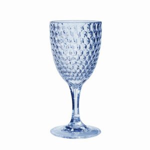 Leadingware AS-1033B Acrylic Diamond Cut Wine Glass - Blue 12 Oz. Set 