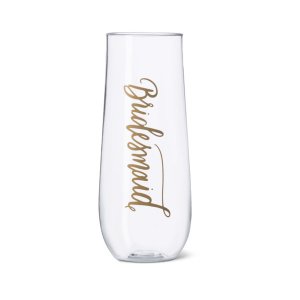 Samantha 1maidchamp Bridesmaid Durable Plastic Stemless Champagne Glas