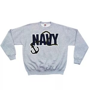 Fox 64-6771 M Navy Anchor Crewneck Sweatshirt Grey - Medium