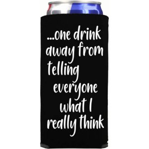 Capital One_Drink_Away_Blush Funny Slim Can Cooler - One Drink Away Fr