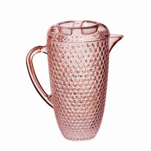 Leadingware AC-1036P Acrylic Diamond Cut Pitcher - Pink 2.5 Qt