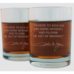 Famous FWGJW John Wayne Famous Quote Italian Crystal Whiskey Glass