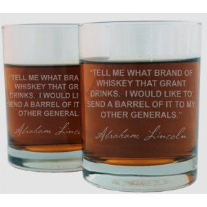 Famous FWGAL Abraham Lincoln Famous Quote Italian Crystal Whiskey Glas