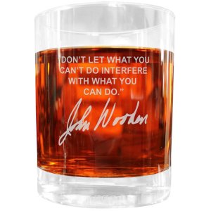 Famous FWGSPJW John Wooden Famous Quote Italian Crystal Whiskey Glass