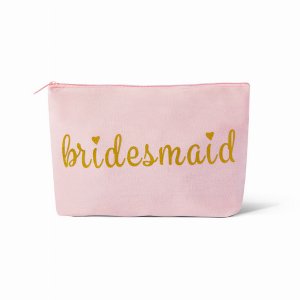 Samantha 1bridesmaidpink Pink Bridesmaid Makeup Bag In Canvas