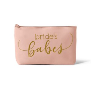 Samantha pinkbabeleather-2 Blush Pink Bride's Babes Makeup Bag In Faux