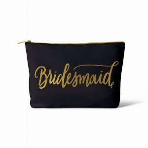 Samantha 1bridesmaidblack Black Bridesmaid Makeup Bag In Canvas