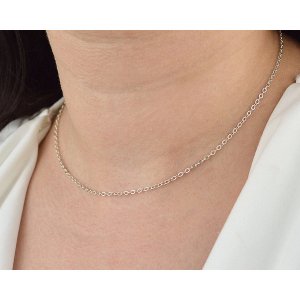 Iana ID-022-WS Simple Sterling Silver Cable Chain Necklace