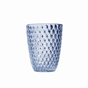 Leadingware AS-1031B Acrylic Diamond Cut Dof - Blue 12 Oz. Set Of 4