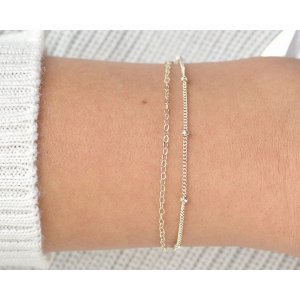 Iana ID-011-WS Sterling Silver Double Chain Bracelet