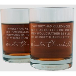 Famous FWGWC Winston Churchill Famous Quote Italian Crystal Whiskey Gl