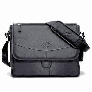 Maccase LMB-BK Premium Leather Messenger Bag - Black