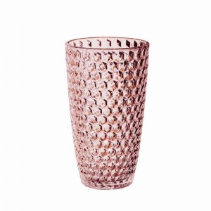 Leadingware AS-1032P Acrylic Diamond Cut Hi-ball - Pink 19 Oz. Set Of 