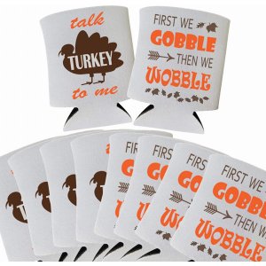 Capital THNKS_10_Pack Thanksgiving Coolies - Funny Thanksgiving Holida