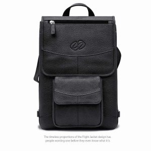 Maccase L13FJ-BK-BP 13  Premium Leather Macbook Flight Jacket With Bac