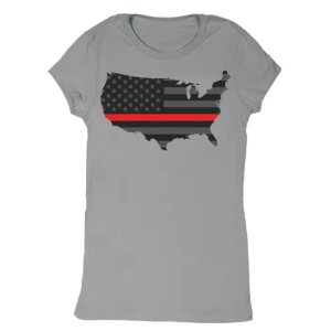 Fox 64-094831 XXL Women's Cotton Tee Usa Flagthin Red Line Grey - 2xl