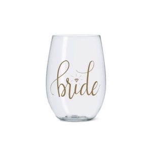 Samantha bridewinegold-3 Bride Durable Plastic Stemless Wine Cups With