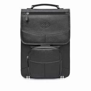 Maccase LVB-BK-BP Premium Leather Vertical Briefcase Backpack - Black