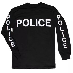 Fox 64-6488 XXL Police Long Sleeve T-shirt Black With Sleeve Imprint -