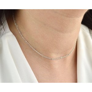 Iana ID-040-WS Silver Double Chain Necklace