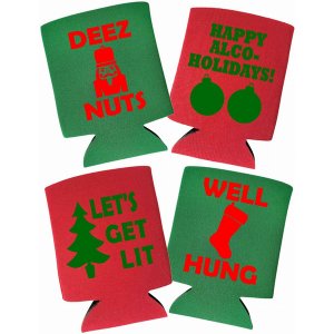 Capital XMAS_4_Pack Christmas Coolies - Funny Holiday Can Cooler Pack 