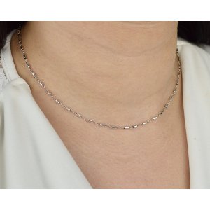 Iana ID-028-WS Sterling Silver Lace Chain Necklace