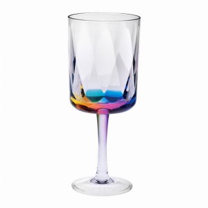 Leadingware AS-0182 Acrylic Rainbow Diamond Wine Glass 15 Oz. Set Of 4