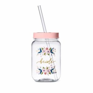 Samantha masonjarbride Plastic Mason Jar With Bride Logo 16 Oz.