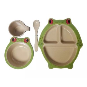 Encore ECB-FROG Kids Frog Dinnerware Set Eco-friendly 4 Piece Dining S