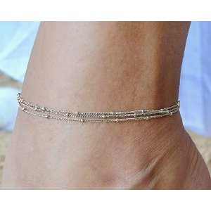 Iana ID-034-WS Multi  Chain Silver Ankle Bracelet