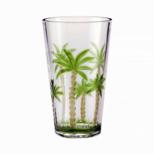 Leadingware AS-0502 Acrylic H.b. Tumbler Palm Tree Design 20 Oz. Set O