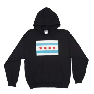 Fox 64-8501 L Pulloverhooded Black Sweatshirt-chicago Flag Large