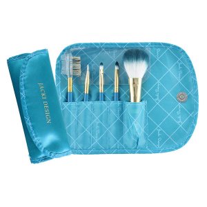 Jacki FYD33103TQ Vintage Allure 5 Pc Make Up Brush Set And Bag, Turquo