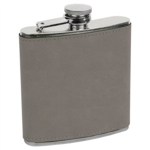 Erie FSK619 6oz. Leatherette Wrapped Stainless Steel Flask Gray ()