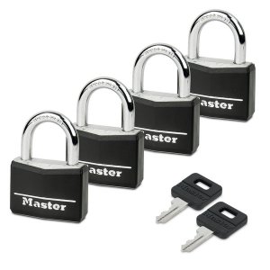 Master 141Q Master Lock  Scratch Resistant Cover 4 Pack Locks (black)