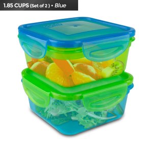 Cool 1933 GR/BL Air Tight Food Storage Lunch Box 1.85 Cup Bpa-free 2-p