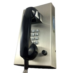 Cortelco ITT-VR16SS Armored Wall Telephone With Volume Control  Stainl